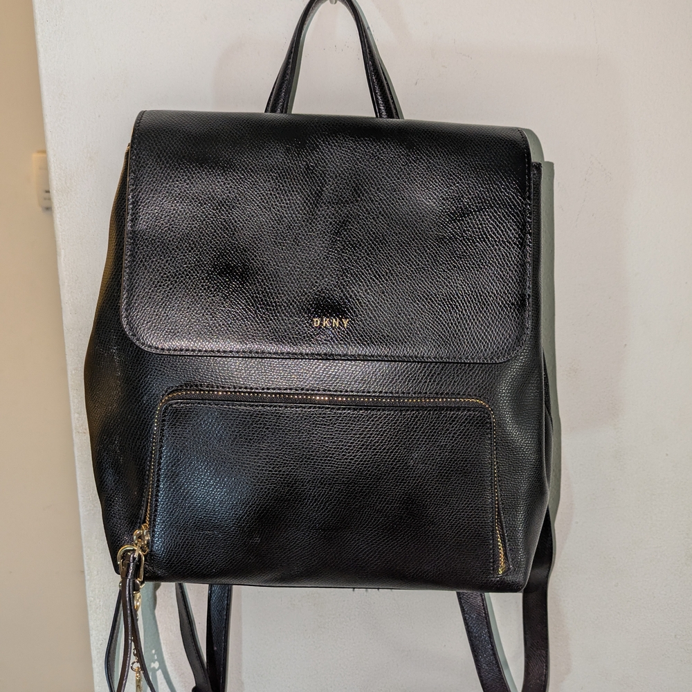 DKNY Black Leather Backpack